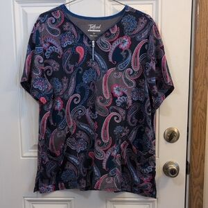 Tafford Women's Paisley Short Sleeve Top - Black, Pink, Blue